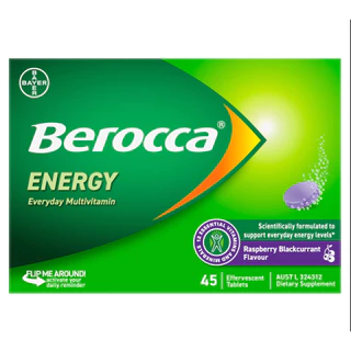 Berocca Vitamin B & C Orange Flavour Energy 45 pack รสส้ม/เบอรี่/มะม่วงและส้ม/ราสเบอร์รี่แบล็คเคอแรนท์