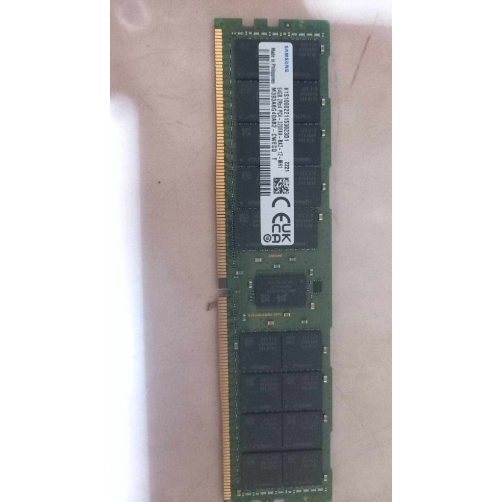 Samsung server RAM 64GB 3200 module, ECC, DDR4 Model M393A8G40AB2-CWECQ  Registered DIMM 2R x 4 3200