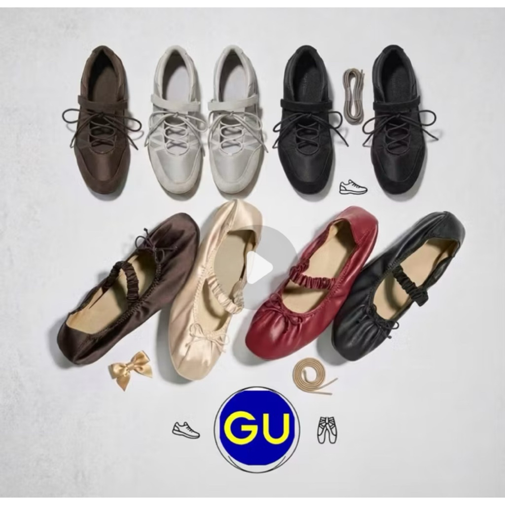 🇯🇵GU Sale(พร้อมส่ง🔥)รองเท้าทรง Mary Jane Lace-up ballet sneakers