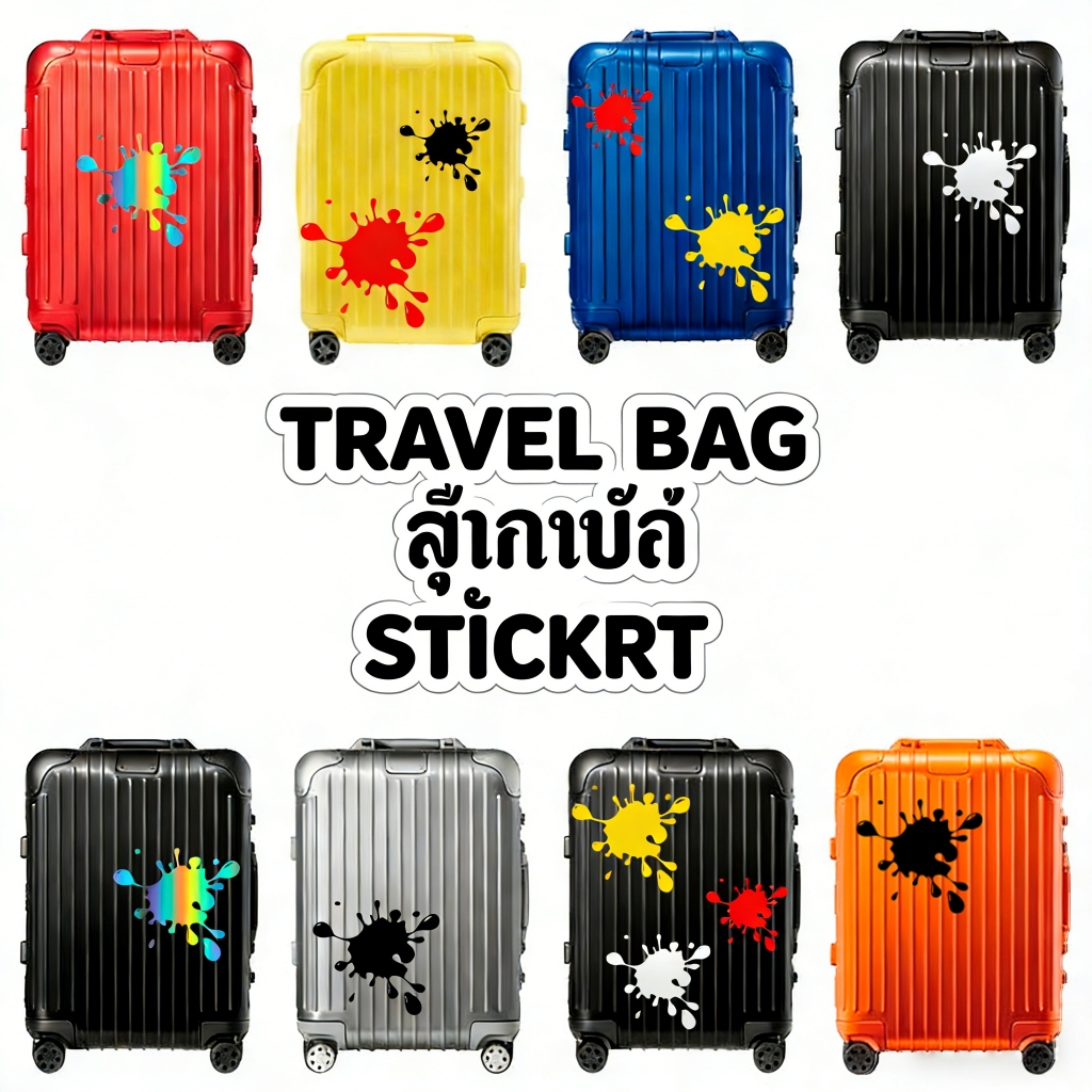 [ส่งฟรี]🧳✈️ สติ๊กเกอร์ติดกระเป๋าเดินทาง Travel Bag Stickers PVC ป้องกันรอยขีดข่วน ติดกระเป๋าเดินทาง รถ ติดได้ทุกที่ DIY