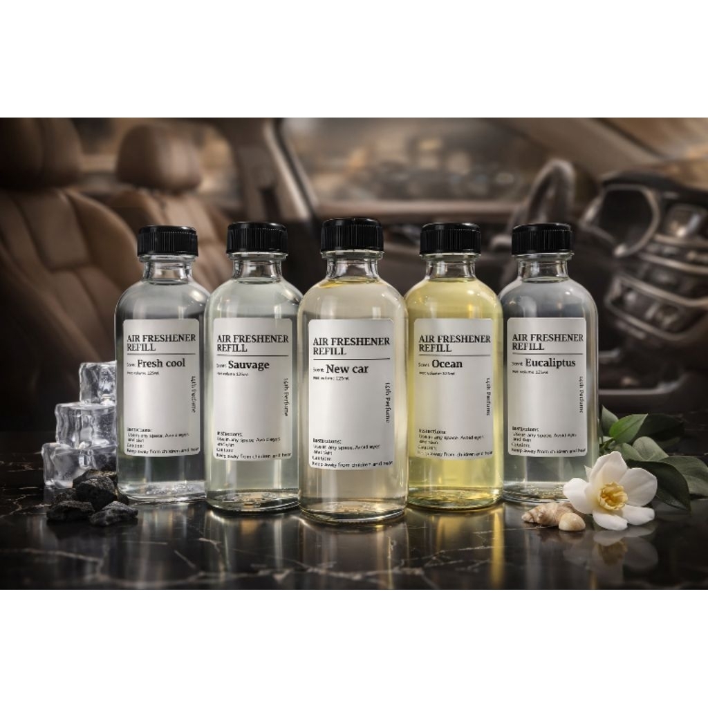 น้ำหอมรถยนต์ น้ำหอมปรับอากาศรถยนต์และในบ้าน ขนาดรีฟิล (refill) 125มล. แบบขวดเติม กลิ่นช็อป.