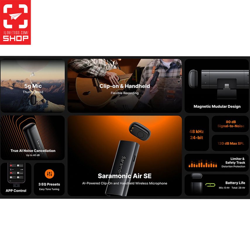 ไมโครโฟน Saramonic – Air SE AI-Powered Clip-On and Handheld Wireless Microphone ราคา ถูกที่สุด ดีลบีเคเค แกลเลอรีภาพที่ 5