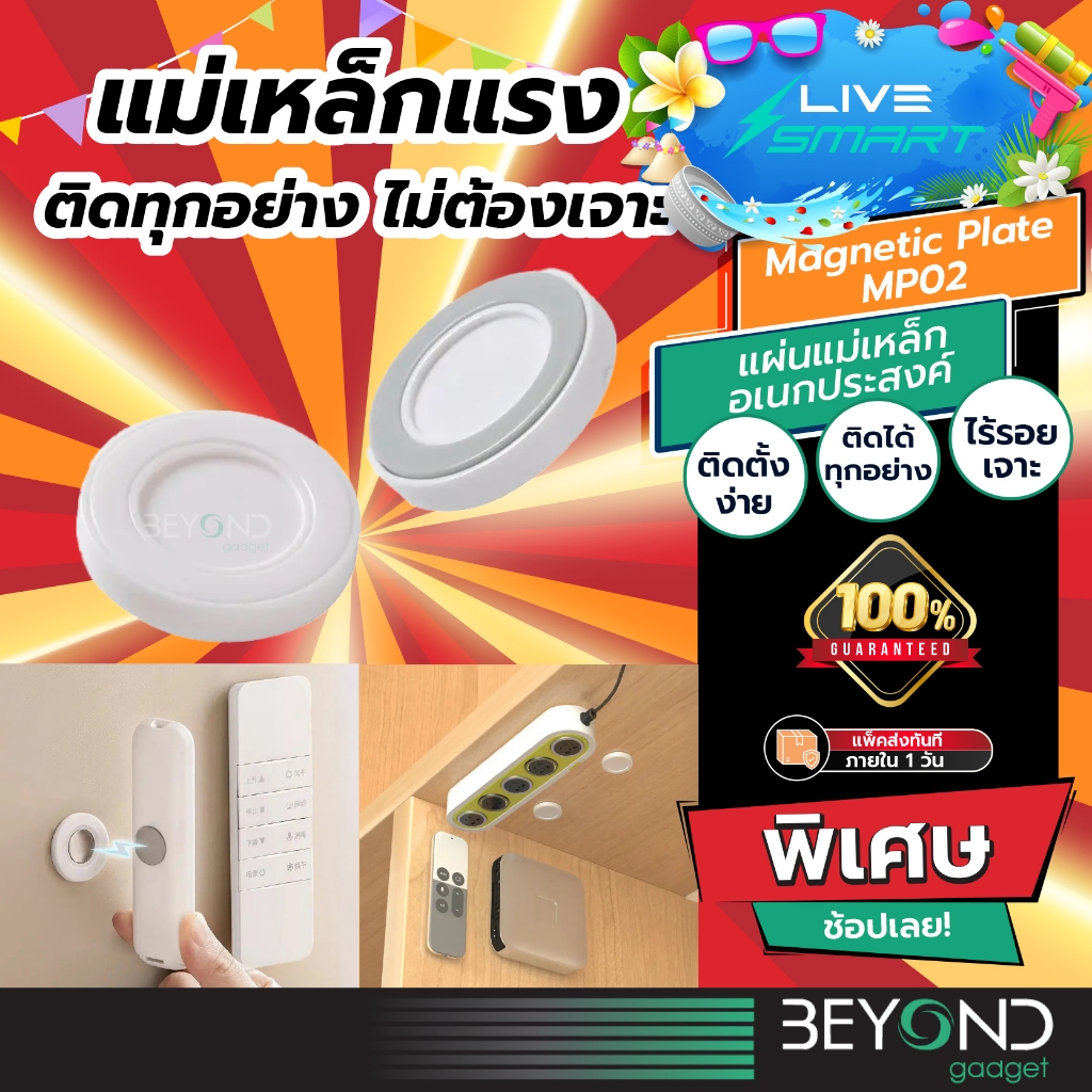 ติดได้ทุกที่ ไม่ต้องเจาะ❗️ แผ่นโลหะ แม่เหล็กติดผนัง ตะขอแม่เหล็ก Phone Magnetic Plate แขวนรีโมท ปลั๊ก MP02