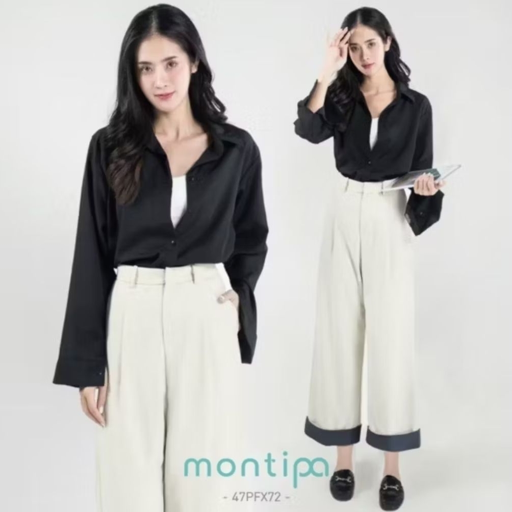 ใหม่✨️กางเกงป้าย Montipa ไซส์S สีครีมขอบเทา จาก590.-