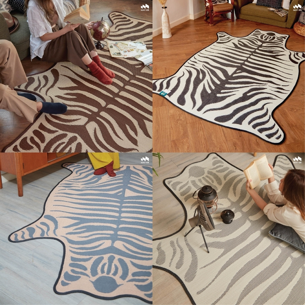 Mat-er เสื่อแทนพรม ลายเสือ (Tiger) เสื่อตกแต่งบ้าน ไม่อมฝุ่น ไม่ก่อภูมิแพ้
