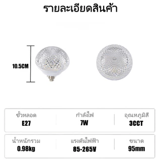 หลอดไฟ LED เพดาน E27 7W/24W สว่างจริง ไม่กระพริบ ปรับ3สี กันฝุ่นกันยุง ประหยัดไฟ ทนทาน 10-18ตรม 180องศา ส่งไว VANTREES