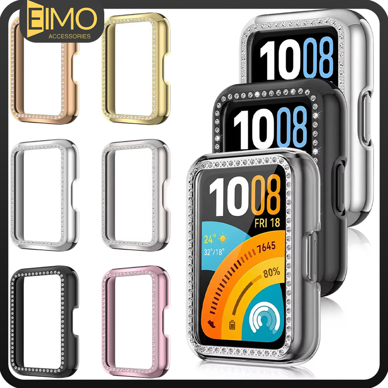 กรณีวัสดุ PC เพชร Bling for สมาร์ทว็อช Huawei Band 11 / 11 Pro ปกป้องกันหน้าจอรูโดยไม่มีฟิล์ม for Huawei Band 10 9 8 NFC