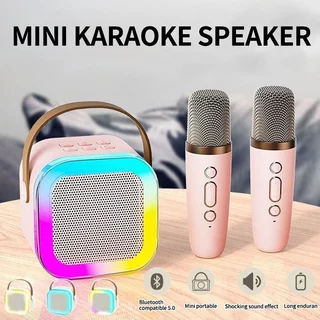ลำโพง K12 พกพาสะดวก มินิ RGB ไมโครโฟน 2 ตัว บลูทูธ คาราโอเกะไร้สาย ใช้กลางแจ้งได้ เสียงชัด แข็งแรง