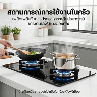 Tixx เตาแก๊ส 9D HB2FFTGB สีดำ กำลังไฟ 7.2KW ฝาพับเปิดได้ กระจกนิรภัย 6มม