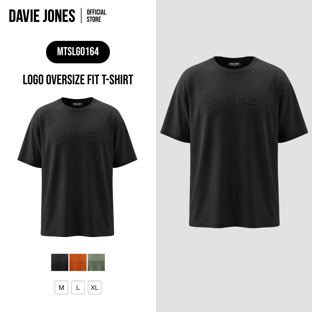 DAVIE JONES [BE FEARLESS] เสื้อยืดผู้ชาย Logo Oversize Fit T-Shirt สีดำ ส้ม เขียว LG0164