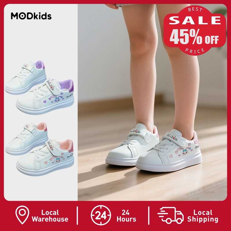 【MODkids】🔥🔥 รองเท้าสนีกเกอร์เด็กผู้หญิง ลายการ์ตูน เนื้อPU กันน้ำ ใส่สบาย ระบายอากาศดี