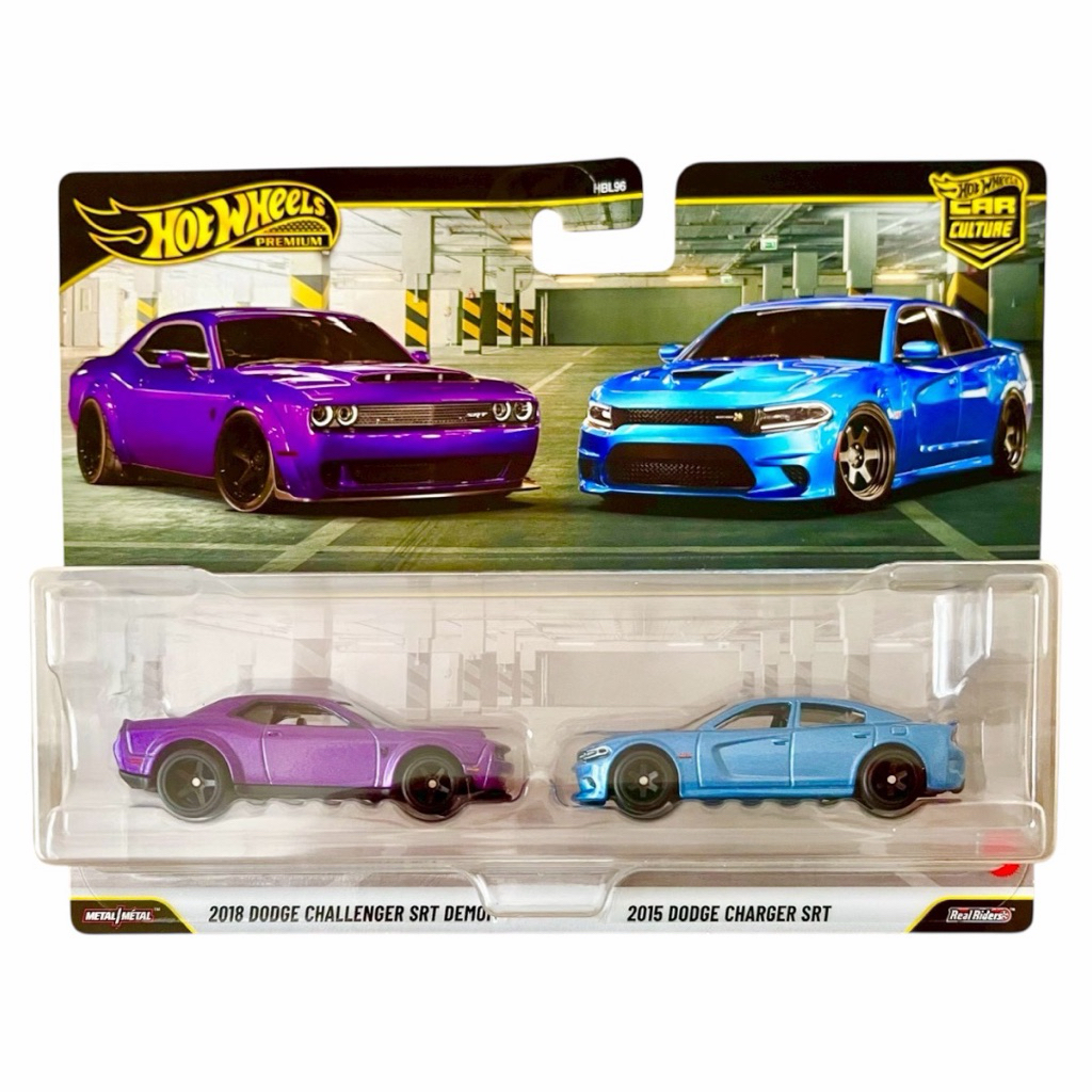Hot Wheels Premium Car Culture 2018 Dodge Challenger SRT Demon + 2015 Dodge Charger SRT