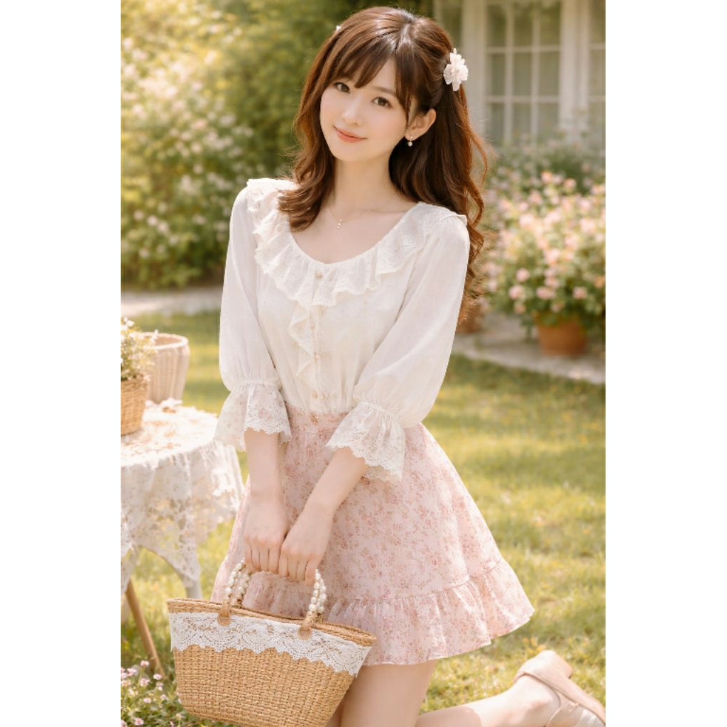 เสื้อ Blouse ผู้หญิง สีครีม Brand alicia PAGEBOY