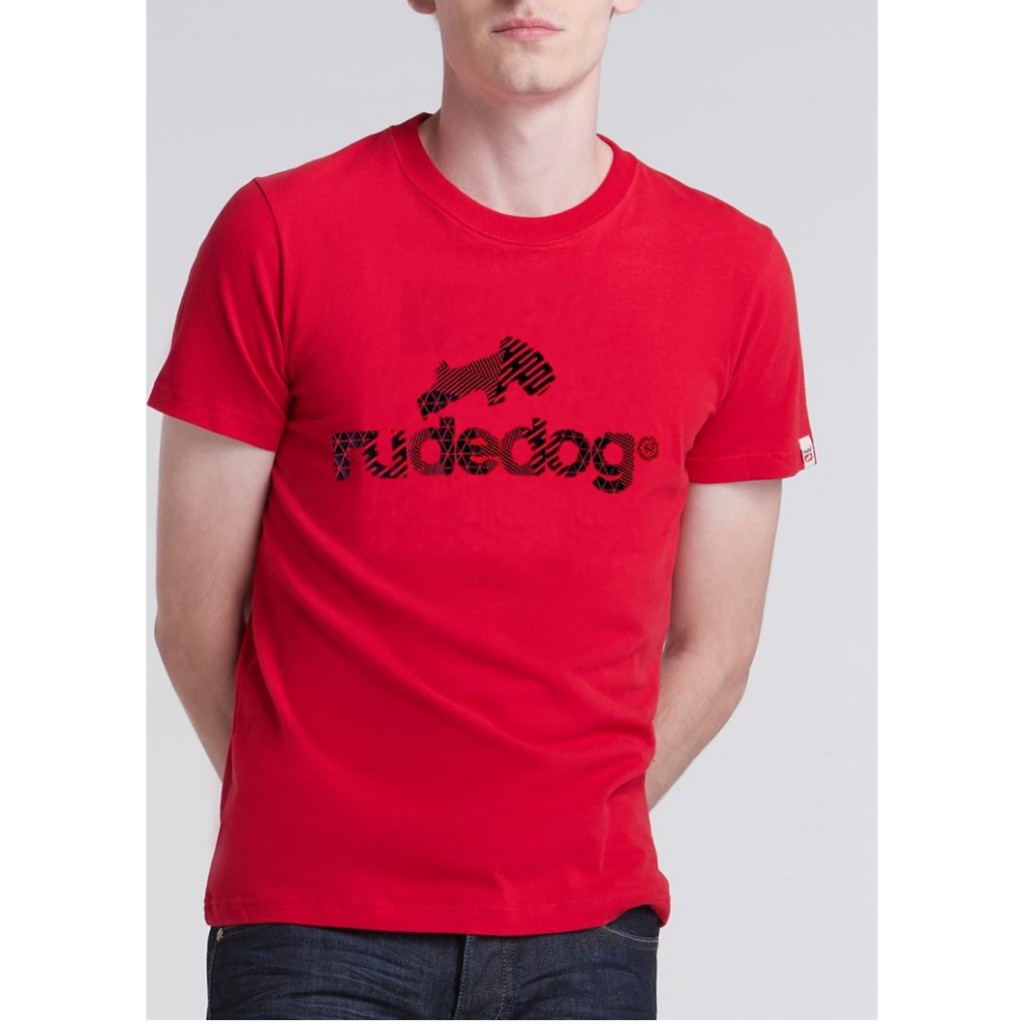 rudedog เสื้อคอกลม  ชายหญิง  รุ่น logo18 สีแดง