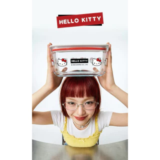 🇹🇭Neoflam x Hello Kitty กล่องข้าวเนื้อแก้ว ลายคิตตี้ กล่องสุญญากาศ ฝาปิด กระเป๋าเก็บอุณหภูมิ รุ่นขาว-แดง