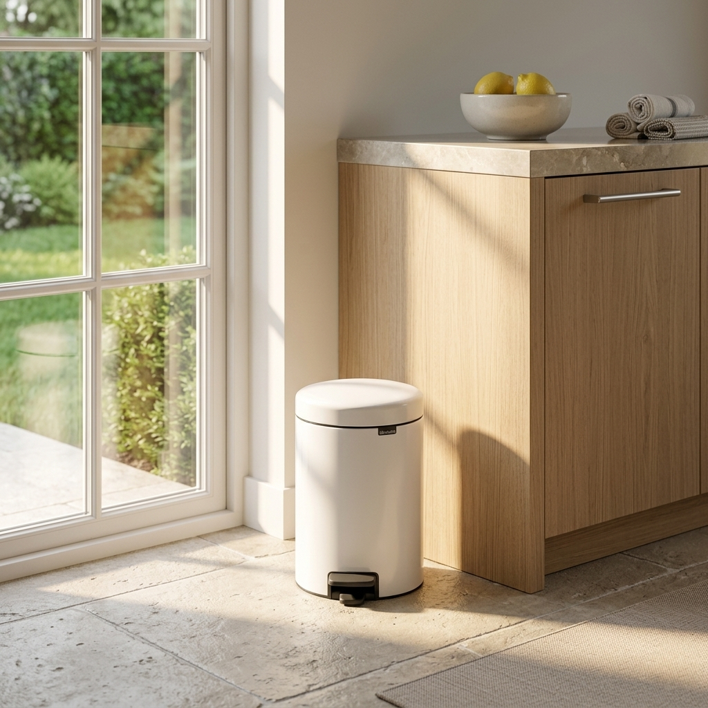 Brabantia ถังขยะสแตนเลสแบบเท้าเหยียบ 5 ลิตร Pedal Bin New Icon 5L, Soft Beige