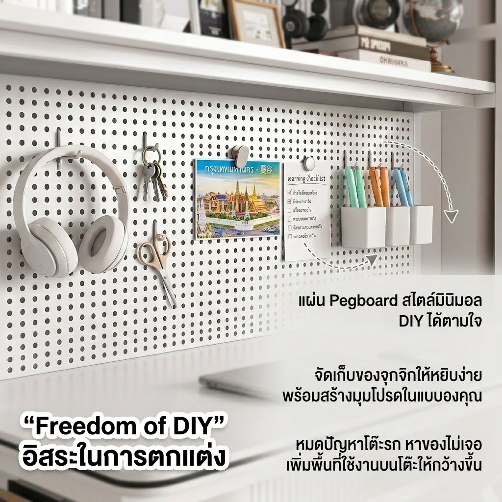 COS โต๊ะเกม โต๊ะคอมพิวเตอร์ ขาโต๊ะเหล็กทรง K หนาพิเศษ Pegboard DIY ปรับแต่งได้ตามใจ ชั้นวางของหลายชั้น จัดบ้านง่าย รูปที่ 3