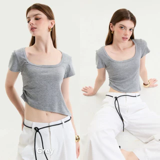 (5สี S-2XL) Muse top - เสื้อยืดย่นข้าง รุ่น T117 - Mesave
