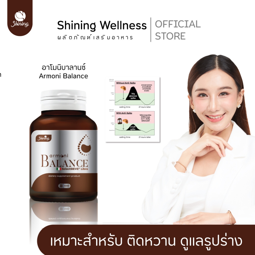 อาโมนิ บาลานซ์ ARMONI BALANCE สำหรับผู้เป็นเบาหวาน ผลิตภัณฑ์เสริมอาหาร สินค้า อาโมนิของแท้ แบรนด์ชายนิ่ง Shining