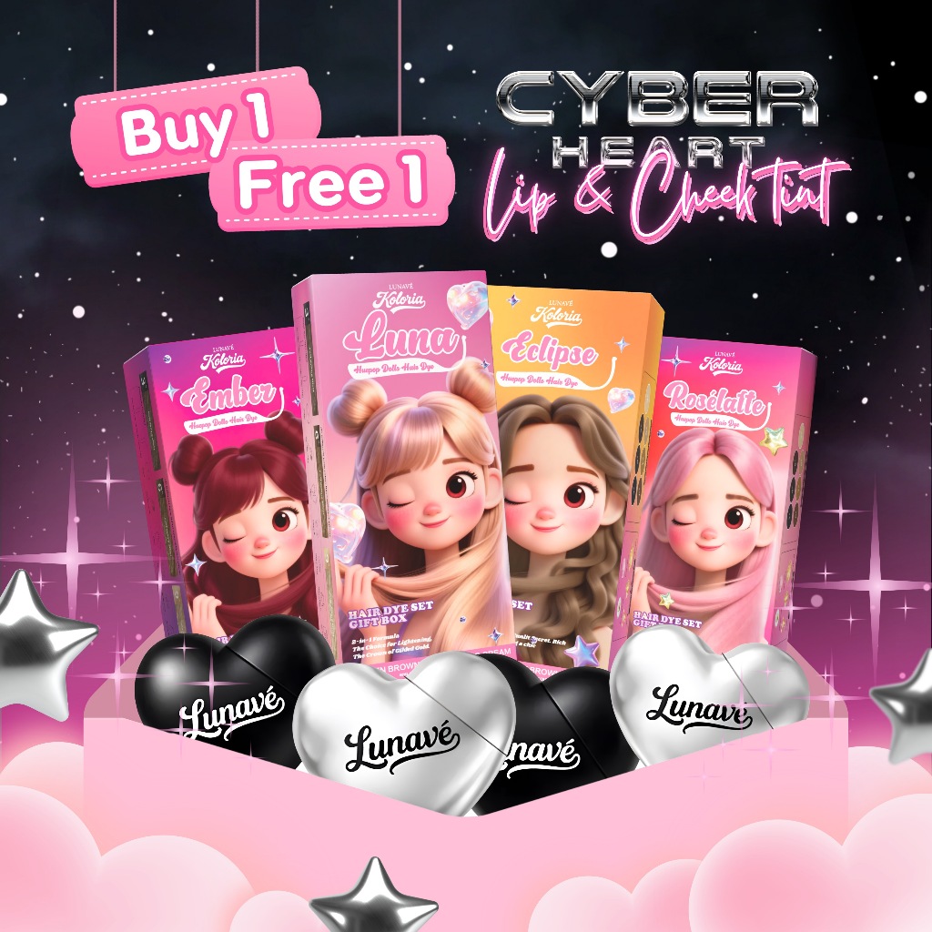 ซื้อ 1 แถม 1 LUNAVÉ ย้อมผม ครีมย้อมผม โฟมย้อมผม สีผมแฟชั่น ปิดผมขาว ติดทนนาน แถม Lip & Cheek Tint บลัชออน ลิปทินท์ 2in1