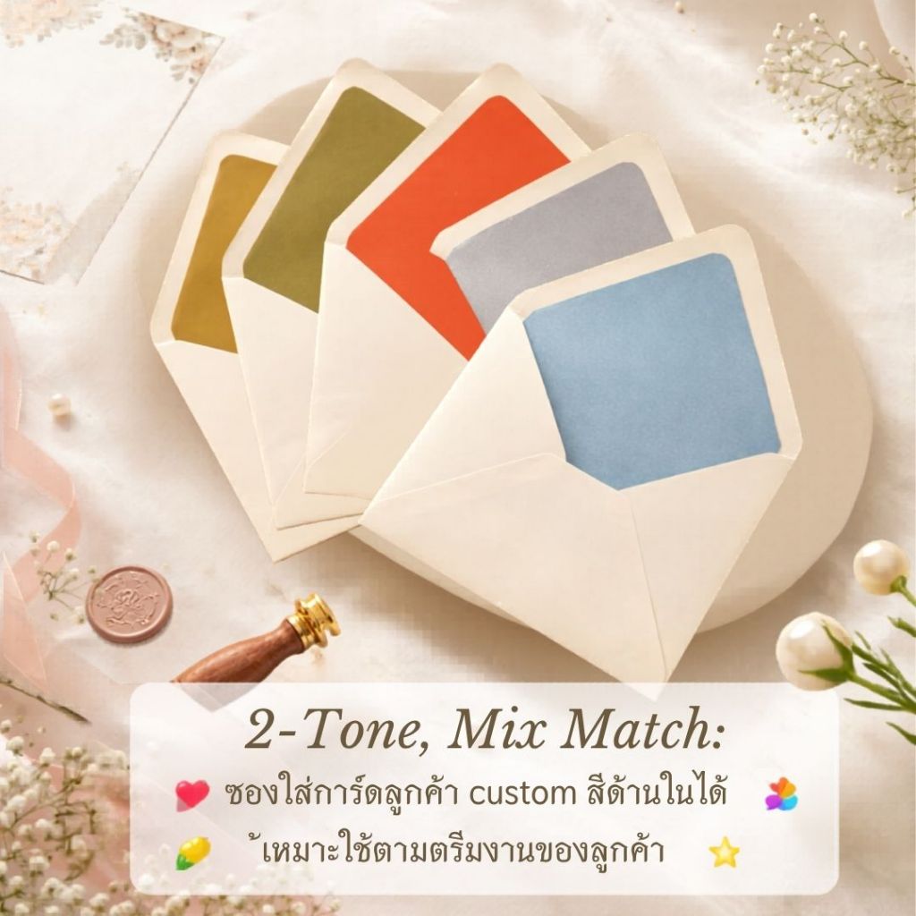 1 แถม 1-5x7 นิ้ว✨ซองสีทูโทน✨ ซองใส่การ์ดแต่งงาน (เกรดพรีเมี่ยม) ซองฝายุโรป (25ซอง/แพค)