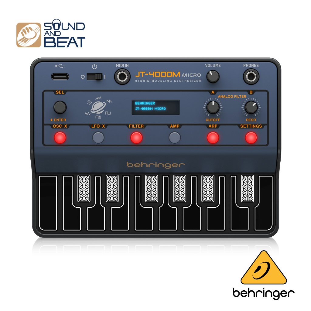 ซินธิไซเซอร์ไฮบริดแบบพกพา 4 เสียง BEHRINGER JT-4000M MICRO