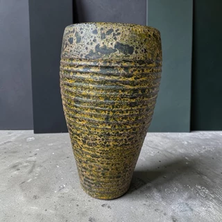 Flowerpotกระถางดินเผาทรงกรวยลายคอตาลสูง สีวินเทจ เก่า ๆ ขนาด 33 x 55 cm. ใช้เป็นกระถางต้นไม้หรือใช้เสียบร่มได้