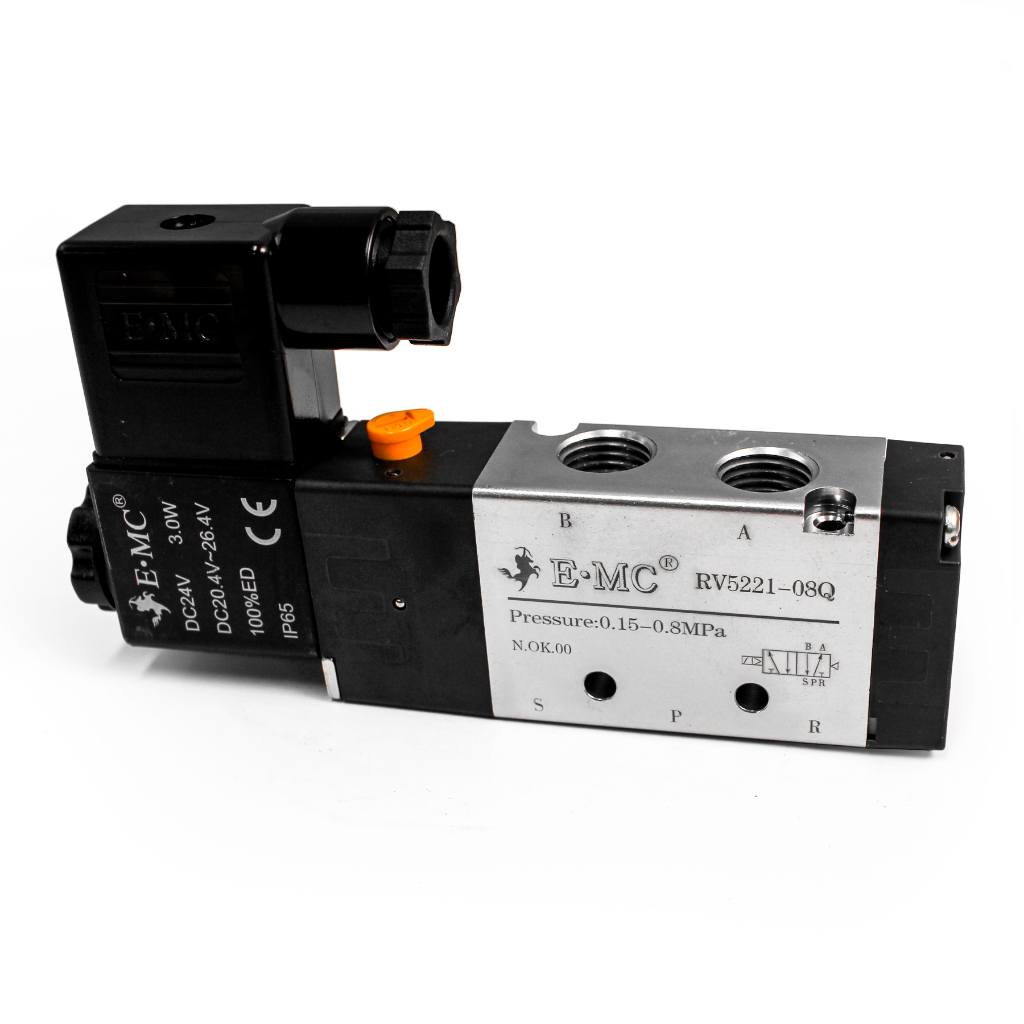 RV5221-08QE4-P \ Solenoid Valve \ 5/2 Single Control DC24V / PT1/4” \ E.MC