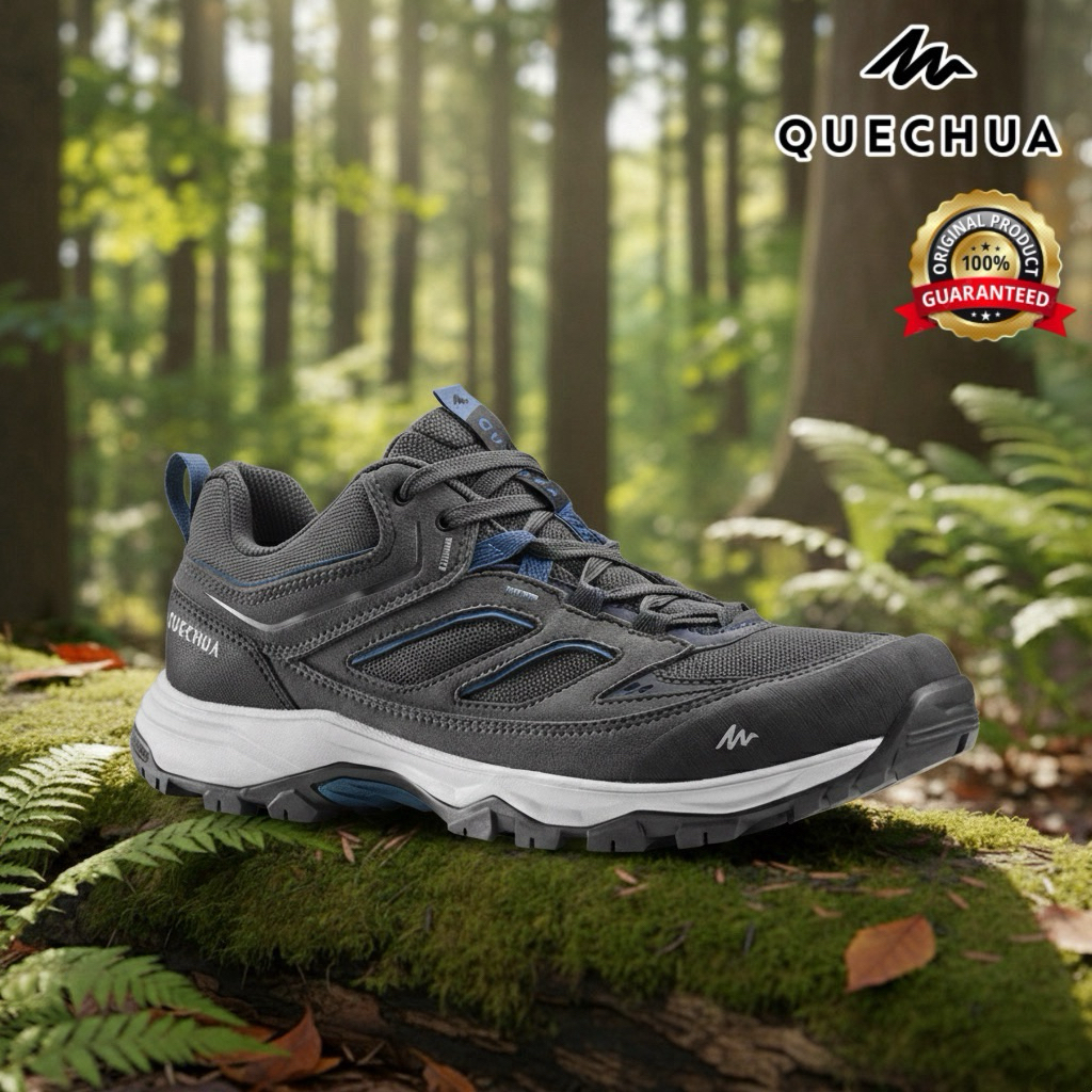 รองเท้าเดินป่าสำหรับผู้ชาย “มีไซส์ 40-46“ รุ่น MH100 (สีเทาดำ/น้ำเงิน) QUECHUA