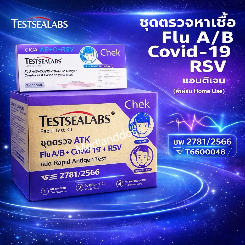 Gica 4 in1​ ชุดตรวจไข้หวัดใหญ่ สายพันธุ์​ A​ และ​ B/ RSV/ โควิค​ Covid-19 ตรวจจับเชื้อไวรัส