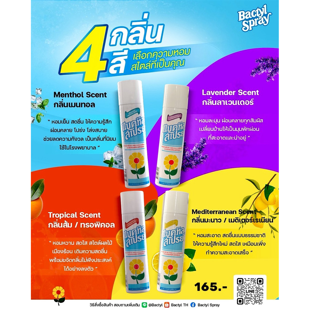 แบคทิล สเปรย์ (Bactyl Spray) สเปรย์ปรับอากาศกลิ่นหอม และฆ่าเชื้อโรคและแบคทีเรีย