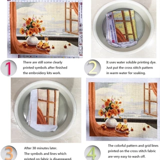 (พร้อมส่ง) ชุดปักครอสติชเส้นด้าย 11CT Cross stitch (ปัก3เส้น) ครอสติชผ้าพิมพ์ลาย งานฝีมือ DIY งานเย็บปักถักร้อย Monalisa