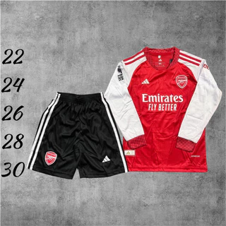 ชุดฟุตบอลชุดกีฬาเด็กแขนยาวเสื้อพร้อมกางเกงผ้านิ่มเย็นใส่สบายขนาดไซร้เด็ก1ขวบถึง13ขวบใส่ได้