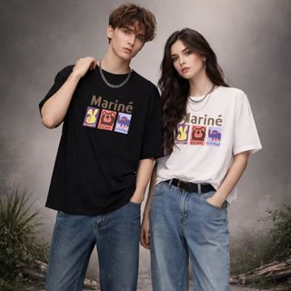 เสื้อยืดผ้าฝ้ายหนาสำหรับผู้หญิง|     ทรงหลวม ลายการ์ตูน สไตล…