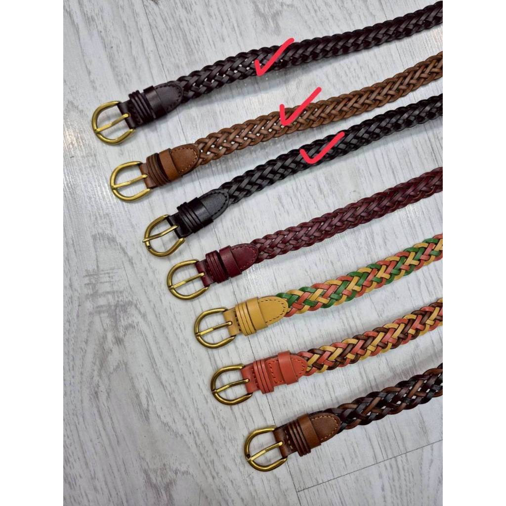 LK512 เข็มขัดหนังถัก 40 นิ้ว ฟรีไซส์ ปรับได้ทุกเอว25-34 ใส่ได้หญิง มี 7 สี