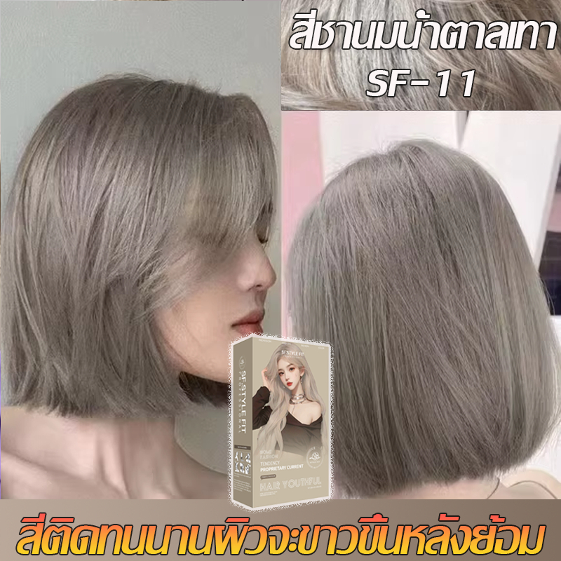 ฟรีอุปกรณ์ครบชุด+มาส์กผม สีย้อมผม ยาย้อมผม ย้อมด้วยตัวเองง่ายๆที่บ้าน ย้อมผม น้ำยาย้อมผม สีย้อมผมออแกนิก  ไม่ต้องฟอกสีผม