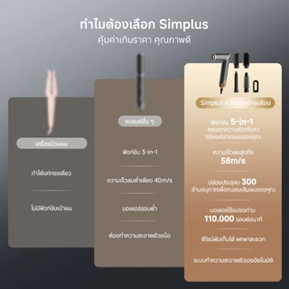Simplus MultiStyle 1 Multifunctional หวีไดร์ 5-in-1 มัลติฟังก์ชัน เป่าผมความเร็วลมสูง ไอออนลบ RFSH003