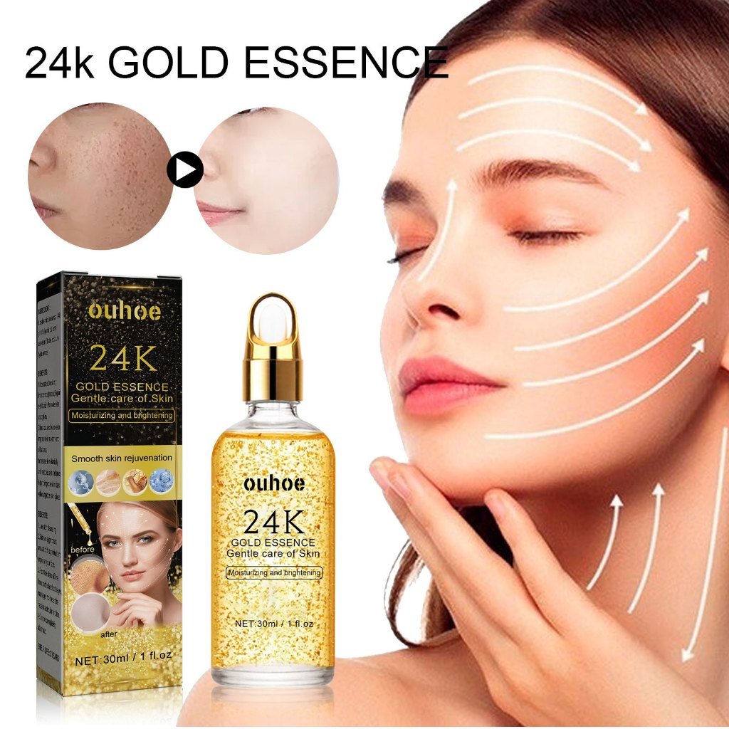 OUHOE เซรั่มทองคำบริสุทธิ์ 24K Gold ชุ่มชื้น ลดริ้วรอย บำรุงผิวโกลว์ เซรั่มหน้า เซรั่มบำรุงผิวหน้า เซรั่มทองคำ