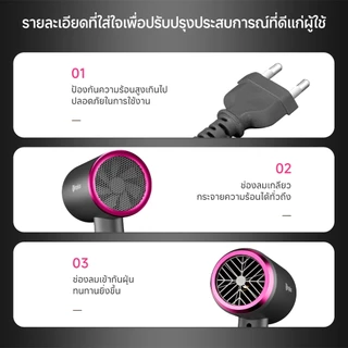 Simplus ไดร์เป่าผม D1 ปรับความเร็วได้ 3 ระดับพร้อมหัวฉีดกระจายความร้อน 1 หัว/ลมเย็นแบบพกพาเครื่องมือจัดแต่งทรงผม CFJH001