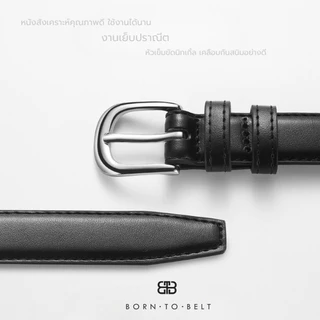 BORNTOBELT เข็มขัดหนังผู้หญิง/ผู้ชาย Minimal เรียบหรู ใส่ได้ทุกลุค เข็มขัดสีดำ เข็มขัดหัวเงิน
