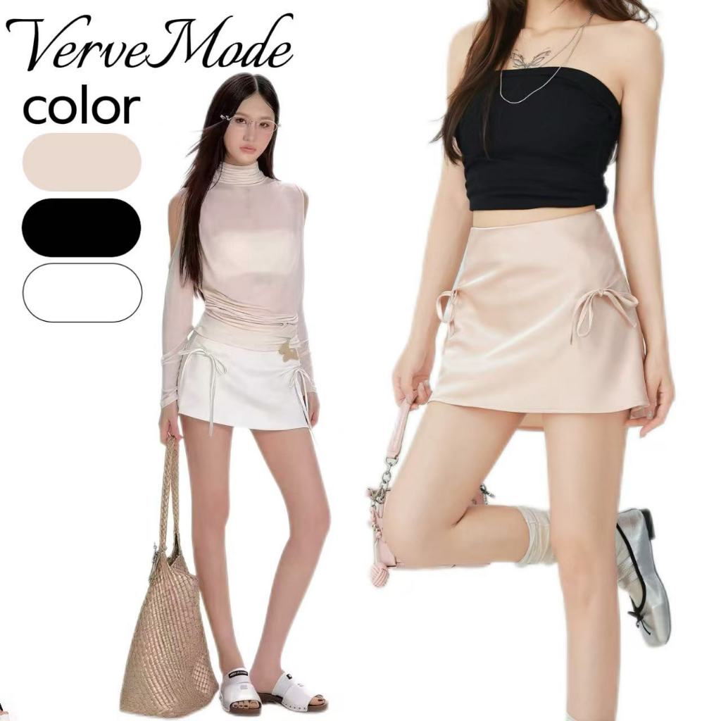 VerveMode.🍓จัดส่งในประเทศไทย🍓กระโปรงทรงเอไลน์เข้ารูปสุดเซ็กซี่ ประดับโบว์ สไตล์สตรีทสุดฮิต