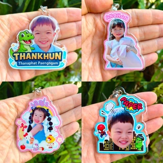 พวงกุญแจหน้าคน พวงกุญแจห้อยกระเป๋า key chain มีเคลือบนูน สามารถใส่ชื่อ รูป น่ารักๆ (สามารถเปลี่ยนรูปได้)
