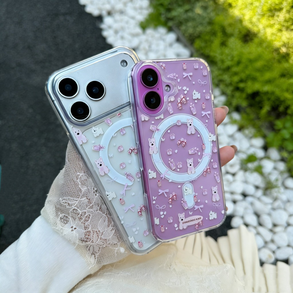 🔥มาใหม่ เคสใสชาร์จได้ โบว์ชมพู เคสใสลายการ์ตูน for iPhone 11 12 13 14 15 16 Pro max 16plus 15plus 17promax 17 pro max