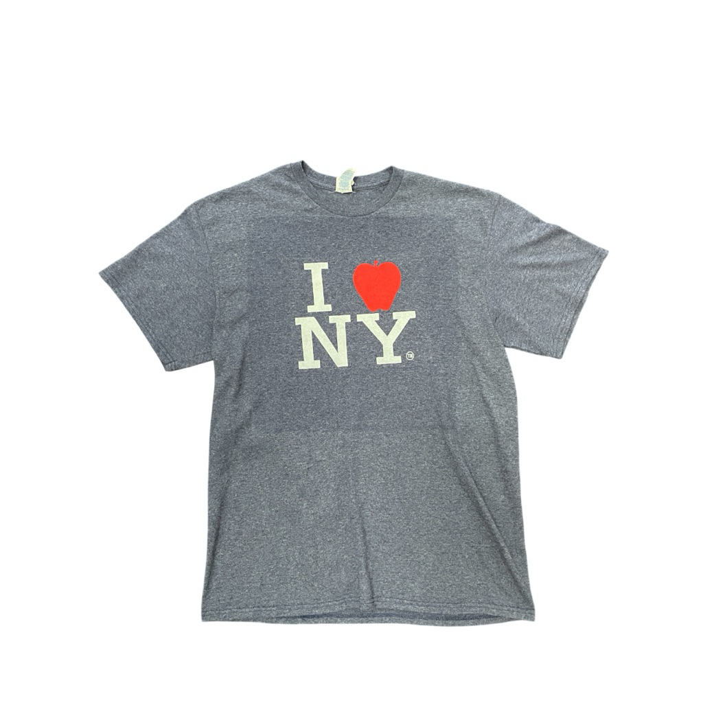 เสื้อยืดวินเทจ I LOVE NY โทนสีม่วง+น้ำเงิน+เทา