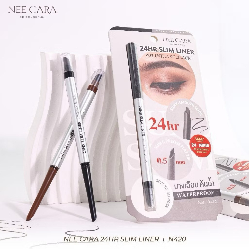 N420 NEE CARA 24HR SLIM LINER อายไลเนอร์ดินสอ นีคาร่า หัวเล็ก สลิม กันน้ำ กันเหงื่อ  ขนาด 0.13 กรัม
