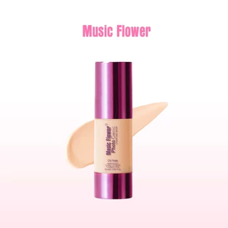 ถูก/แท้/มีไลฟ์ รองพื้น Music Flower Photo Genic Overtime Base Oil Free Foundation รองพื้นเนื้อครีม คุมมัน กันน้ำ