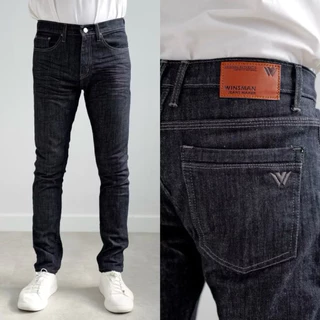 WINSMAN กางเกงยีนส์ขายาวทรงSlim-fit ผ้ายีนส์ยืดSpandex2% ผ้านิ่ม ใส่สบาย ยับหน้า เป้าซิปล็อกทองเหลือง