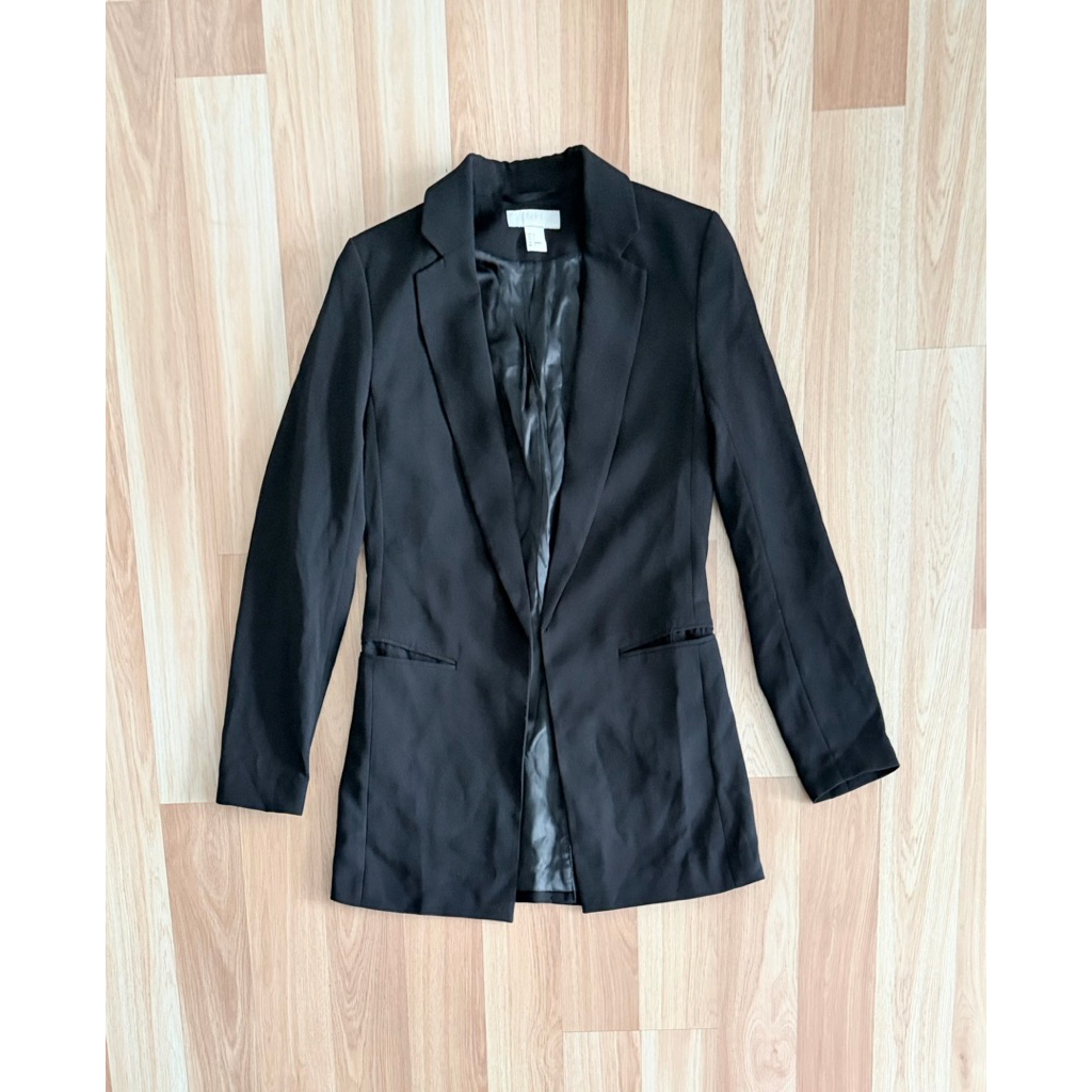 h&m blazer ตัวยาวดำ 34