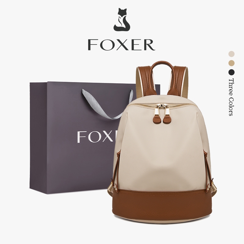 FOXER กระเป๋าเป้สะพายหลังสำหรับผู้หญิง ดีไซน์แบบเย็บปะติดปะต่อกัน พร้อมสายสะพายไหล่ปรับได้