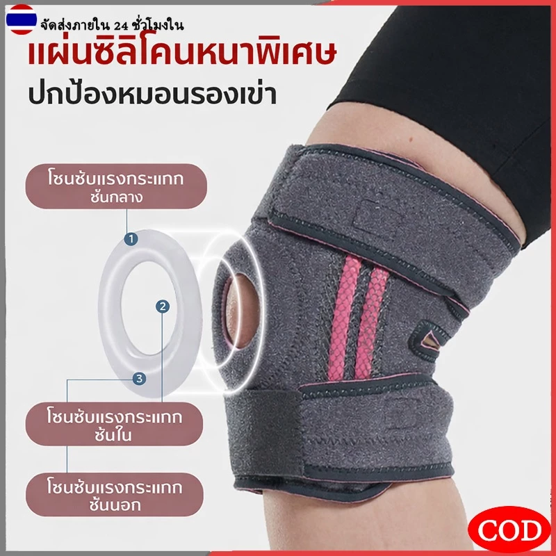 สายรัดเข่า ที่พยุงเข่า รุ่น Full Support ป้องกันการเจ็บเข่า มีซิลิโคนกันกระแทก